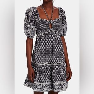 SEA NEW YORK Jasper keyhole puff sleeve floral halter mini dress size large NWT